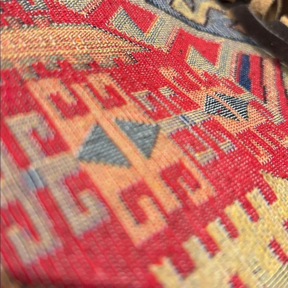 Angel Ranch Taylor Wristlet,Aztec rug print,leather strap,zip top & compartment - Picture 2 of 10